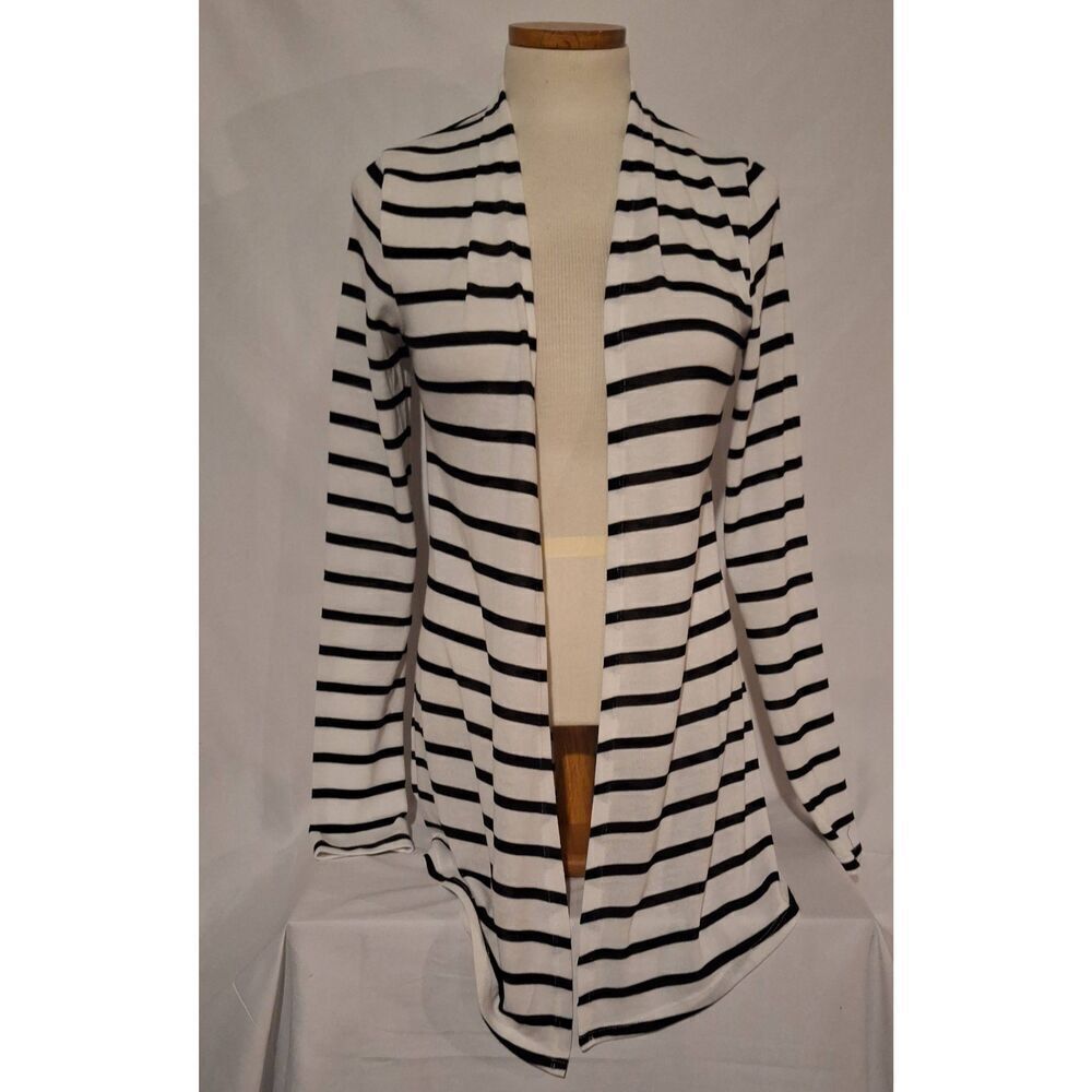 Mix by 41 Hawthorn Womens Striped Open Front Cardigan Black White Small WS10008A